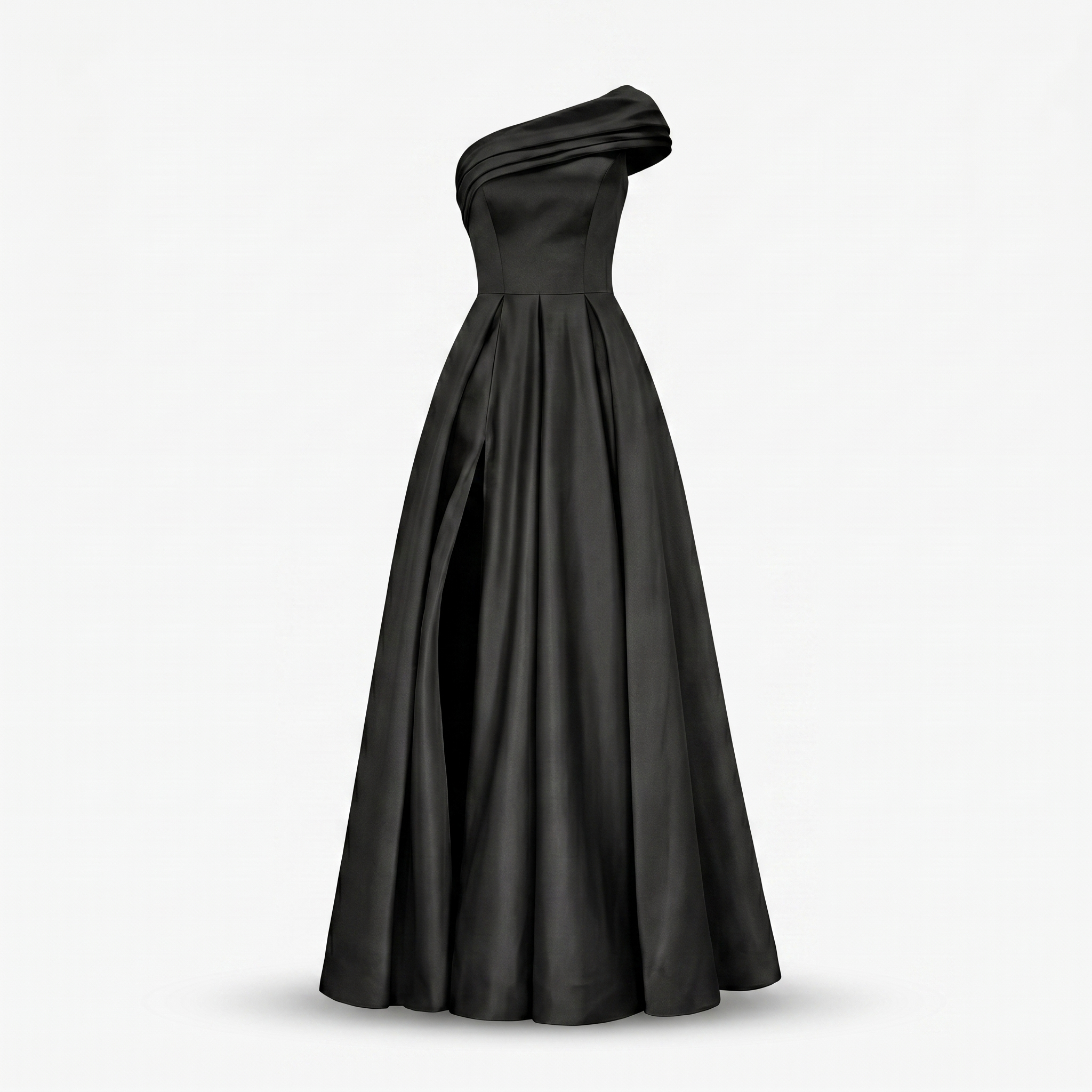 Women's Satin One-Shoulder Maxi Dress with High Slit