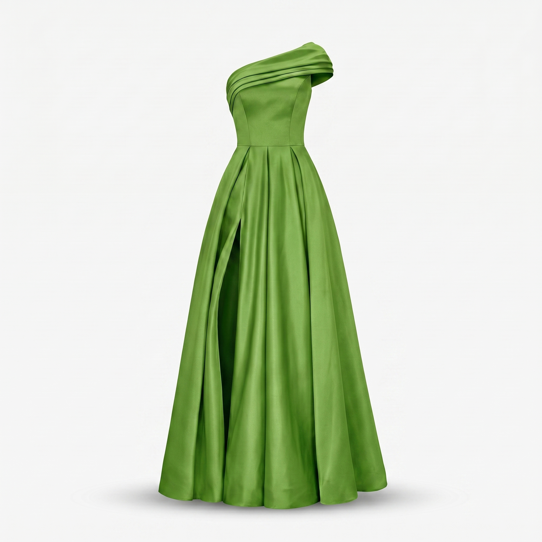 Women's Satin One-Shoulder Maxi Dress with High Slit