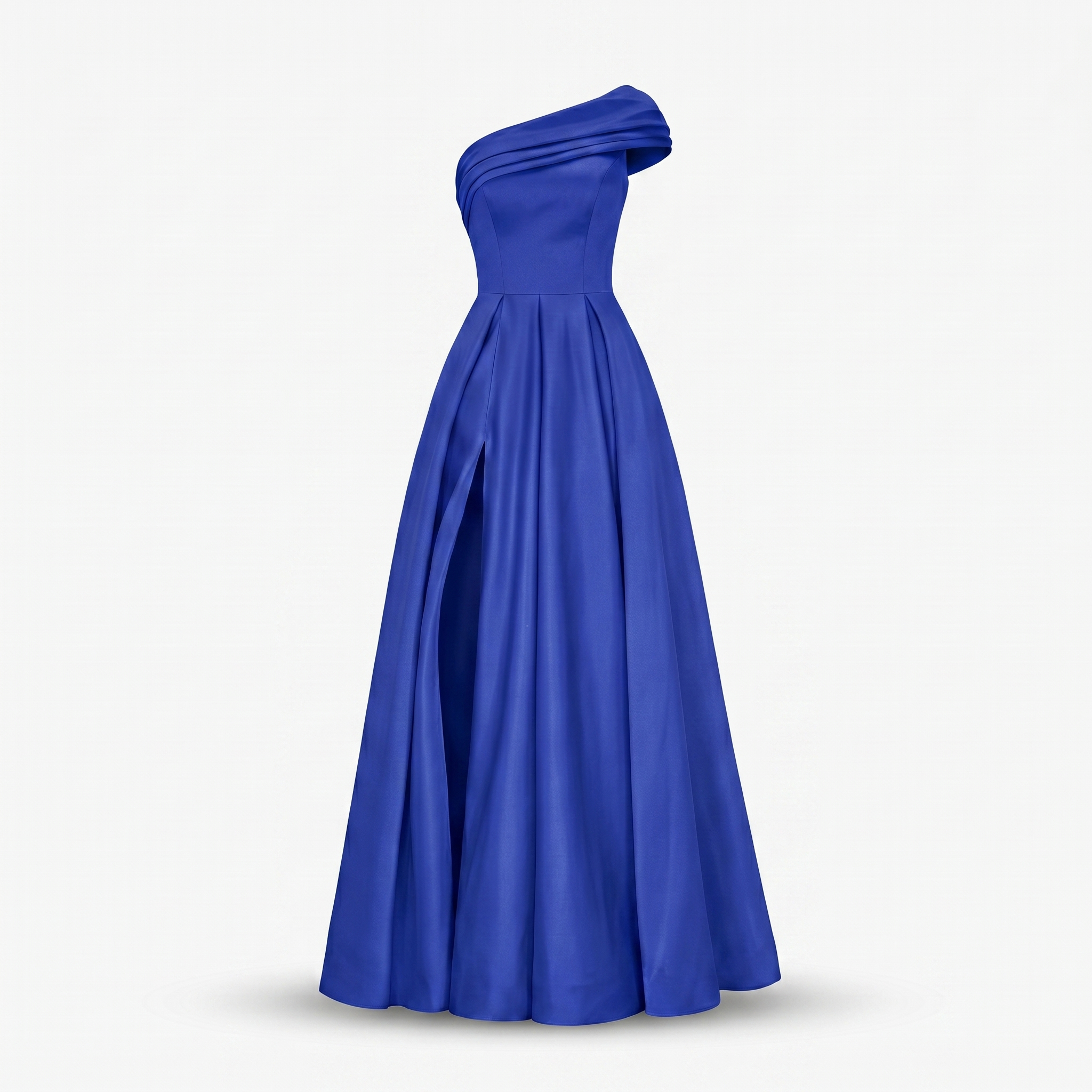 Women's Satin One-Shoulder Maxi Dress with High Slit