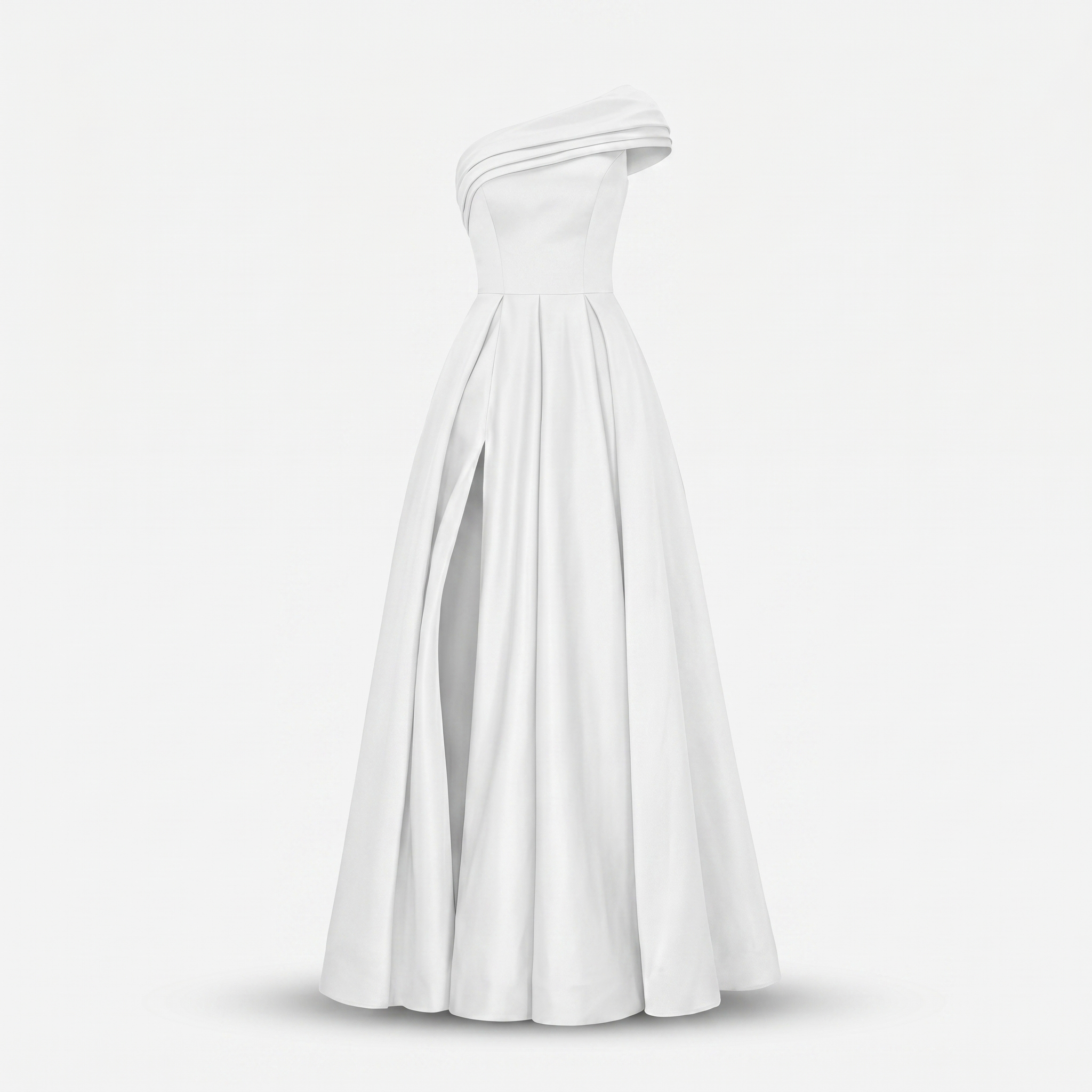 Women's Satin One-Shoulder Maxi Dress with High Slit