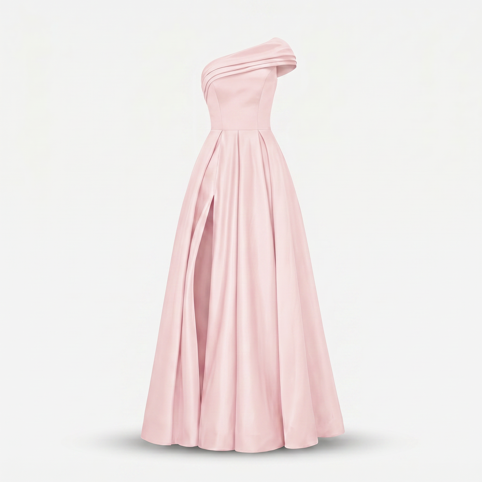 Women's Satin One-Shoulder Maxi Dress with High Slit