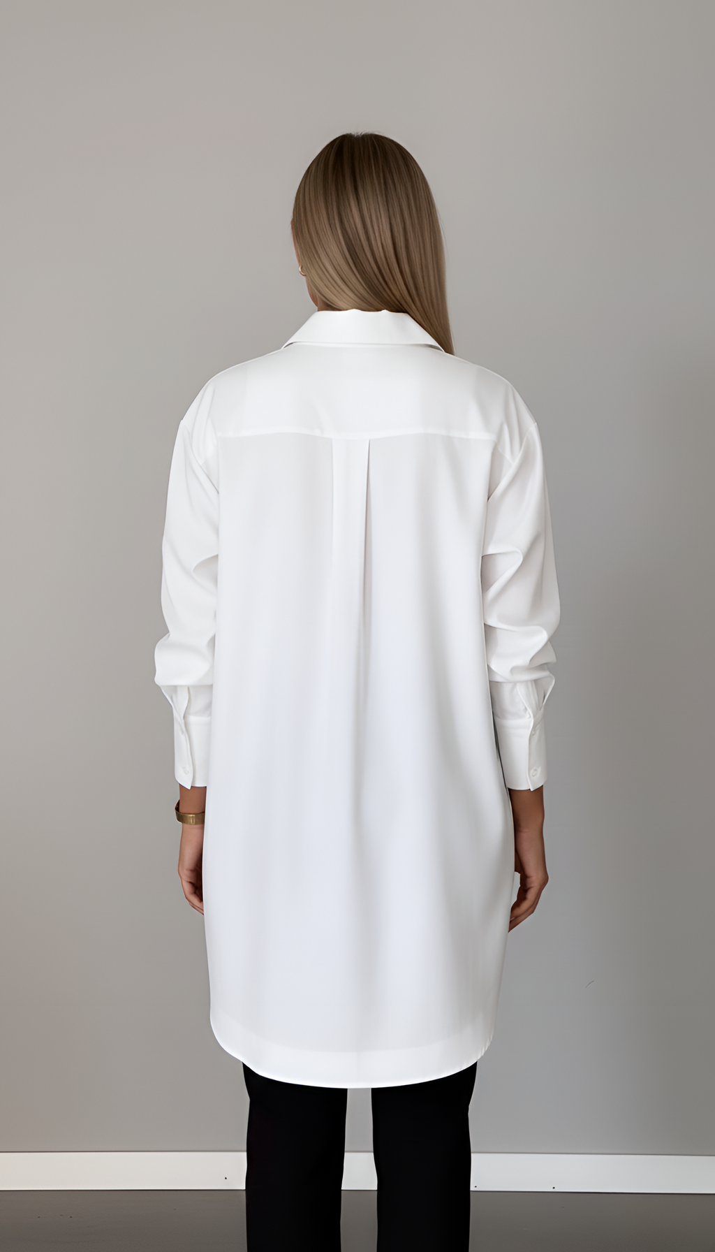 Women's Oversized Long Shirt with Spread Collar