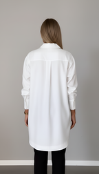 Women's Oversized Long Shirt with Spread Collar