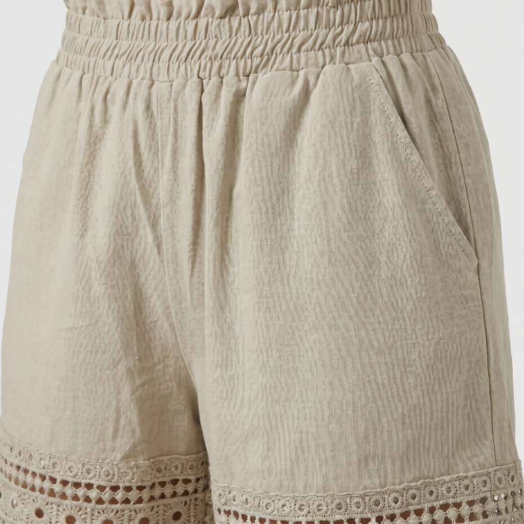 Women's Cotton Summer Shorts with Lace Trim