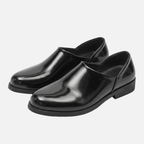 Men's Glossy Business Loafers with Low Block Heel