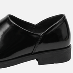 Men's Glossy Business Loafers with Low Block Heel