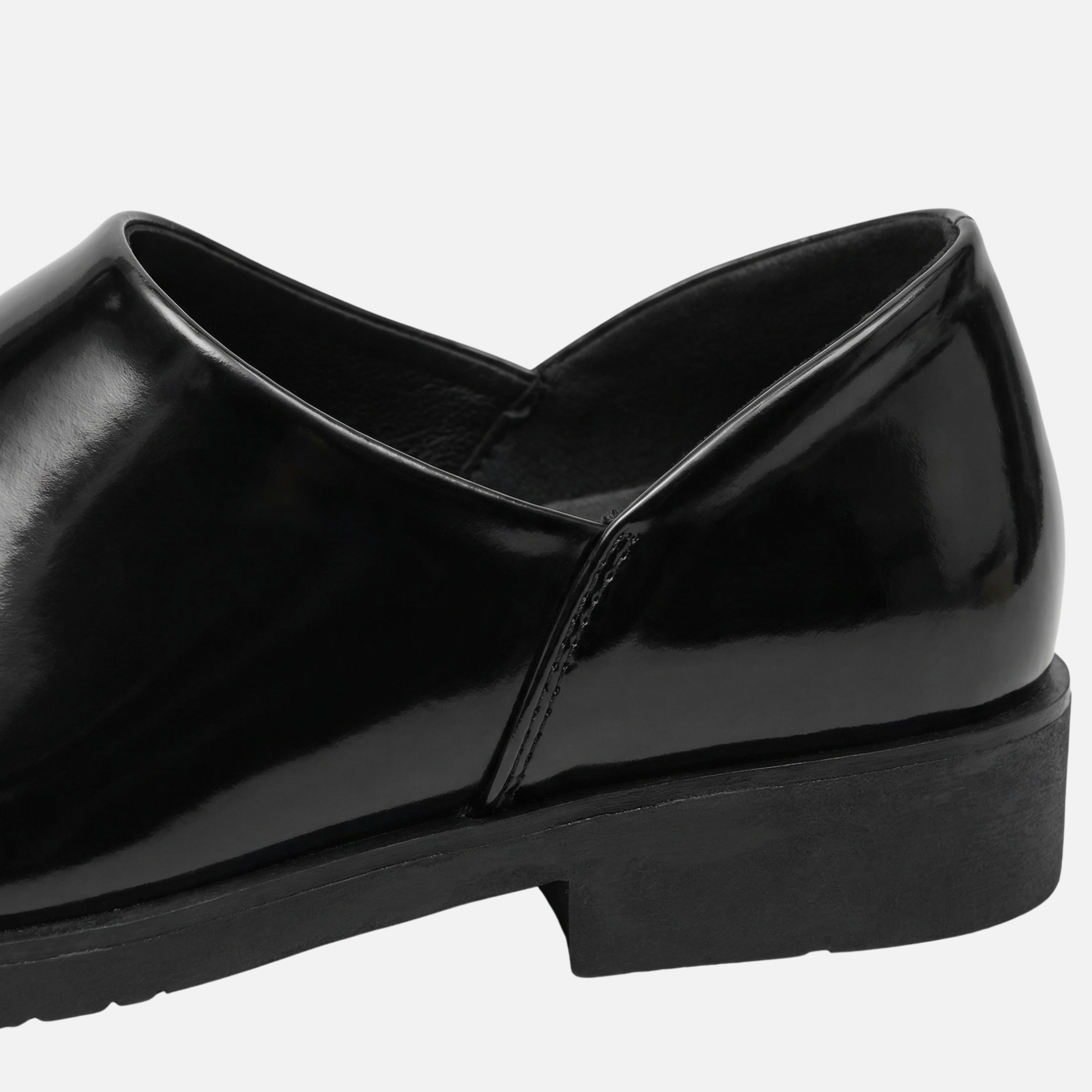 Men's Glossy Business Loafers with Low Block Heel