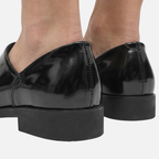 Men's Glossy Business Loafers with Low Block Heel