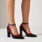 Women's Patent Pointed Toe Heels with Ankle Strap