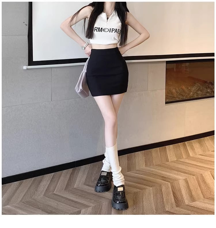 Women's Pencil Mini Skirt with High-Rise Waist