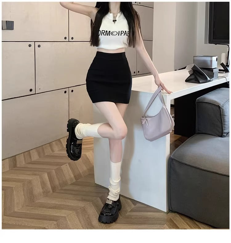 Women's Pencil Mini Skirt with High-Rise Waist