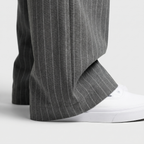 Women's High-Waist Pinstripe Wide-Leg Pants with Pleated Front