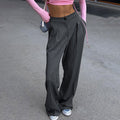 Women's High-Waist Pinstripe Wide-Leg Pants with Pleated Front