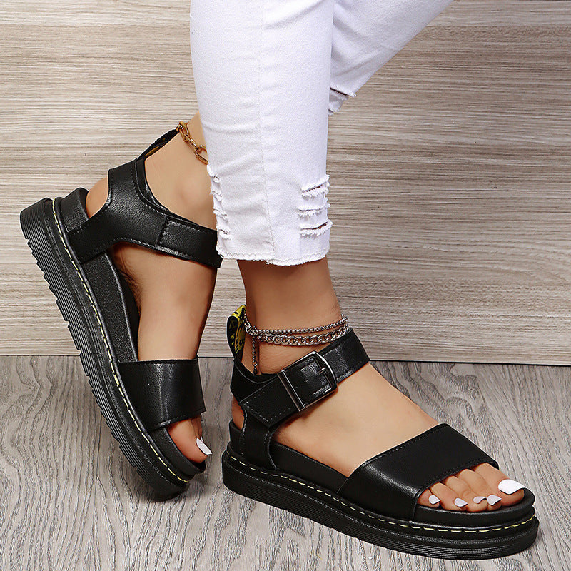 Women's Platform Sandals with Adjustable Buckle Strap