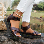 Women's Platform Sandals with Adjustable Buckle Strap