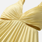 Women's Pleated V-Neck Midi Dress