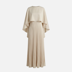 Women's Pleated Chiffon Maxi Dress with Cape Overlay