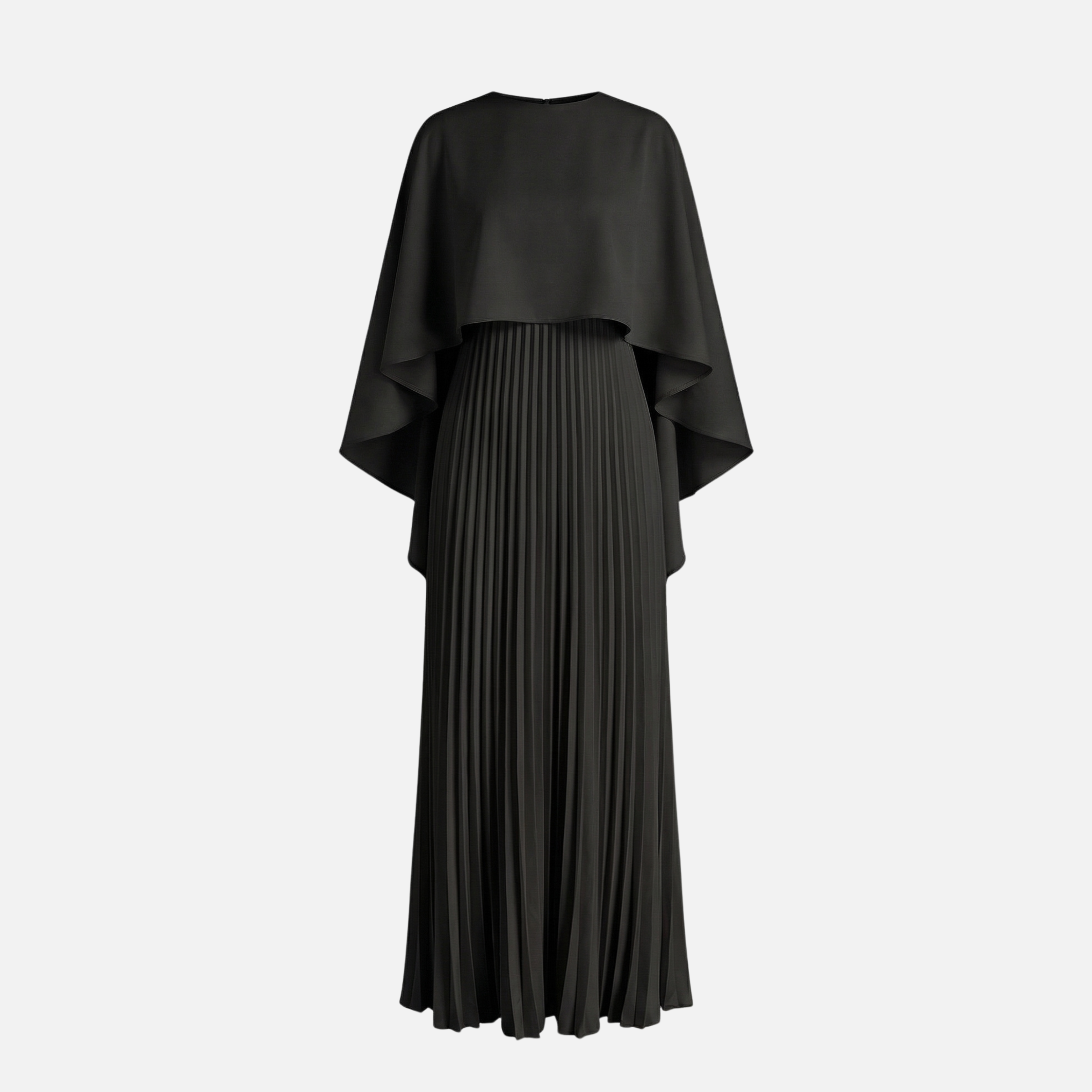 Women's Pleated Chiffon Maxi Dress with Cape Overlay