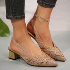 Women's Glitter Slingback Heels with Pointed Toe