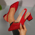 Women's Glitter Slingback Heels with Pointed Toe