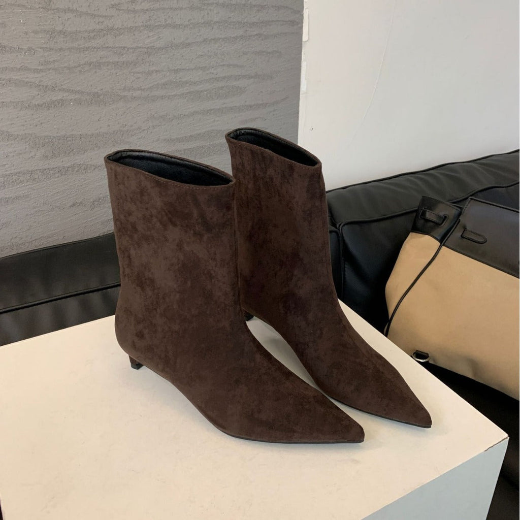 Women's Suede Ankle Boots with Pointed Toe