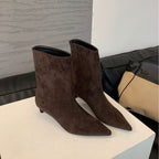Women's Suede Ankle Boots with Pointed Toe