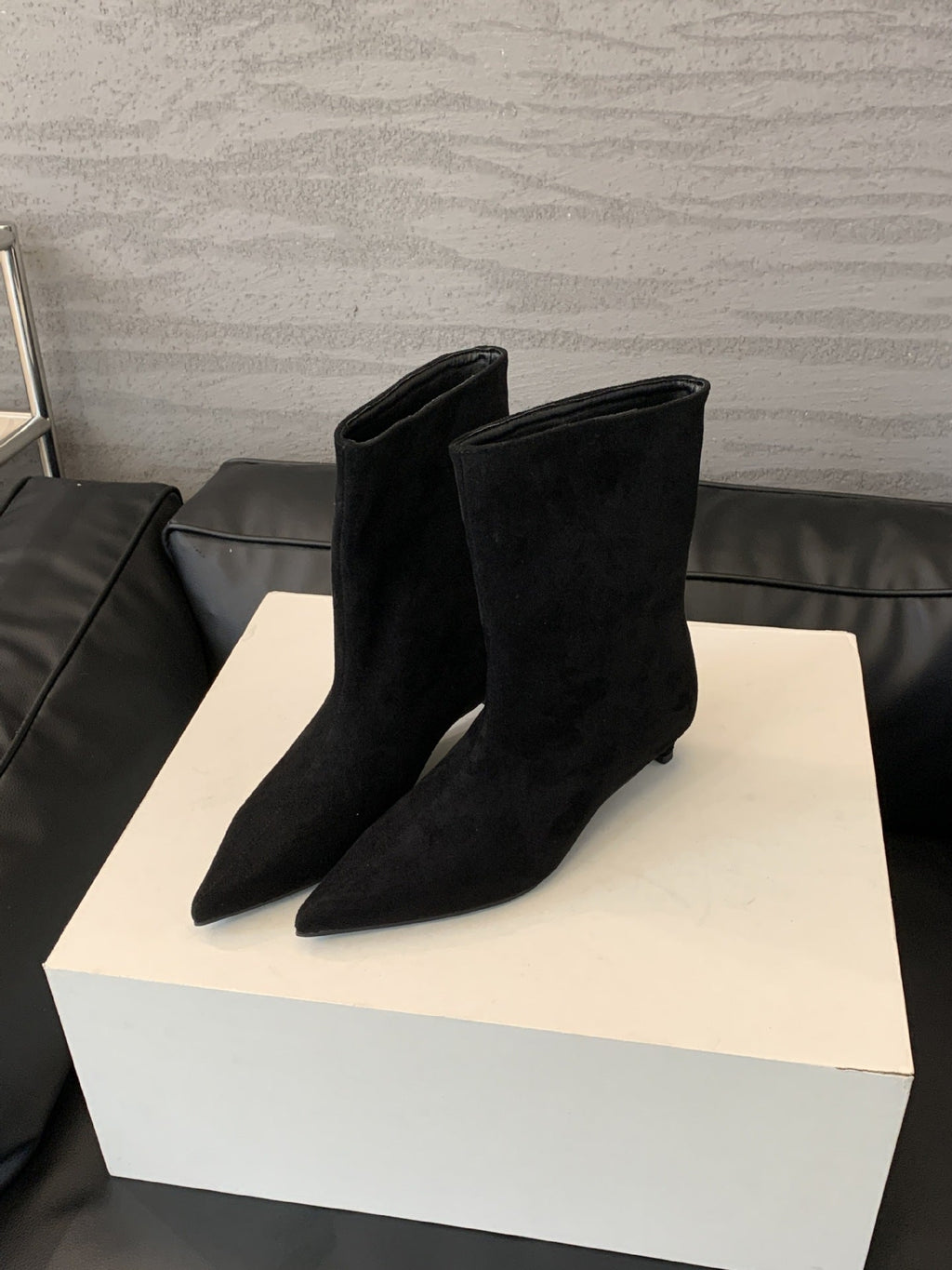 Women's Suede Ankle Boots with Pointed Toe