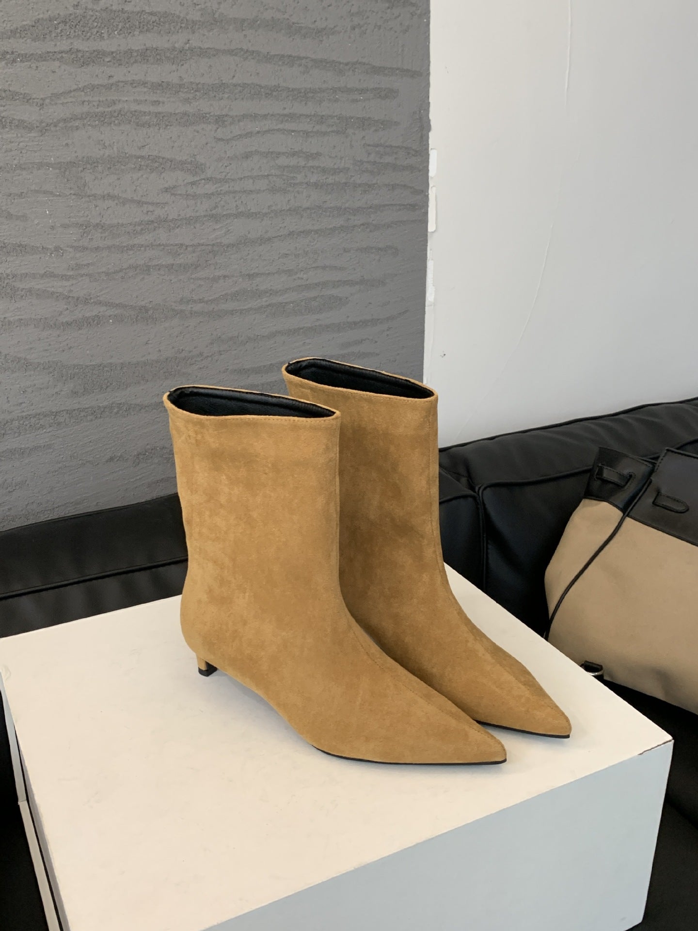 Women's Suede Ankle Boots with Pointed Toe