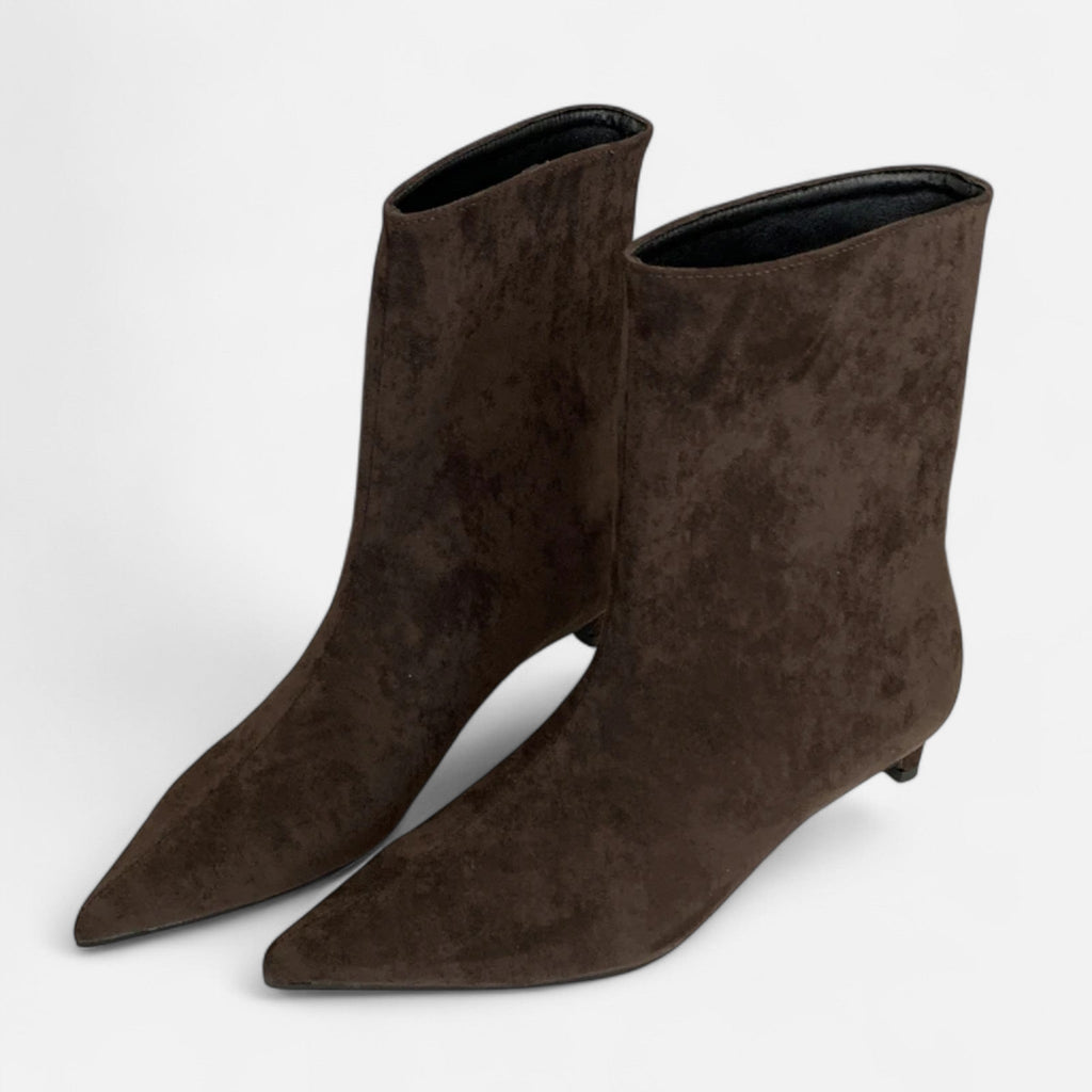 Women's Suede Ankle Boots with Pointed Toe