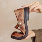 Women's Brogue Mary Jane Shoes with Chunky Sole