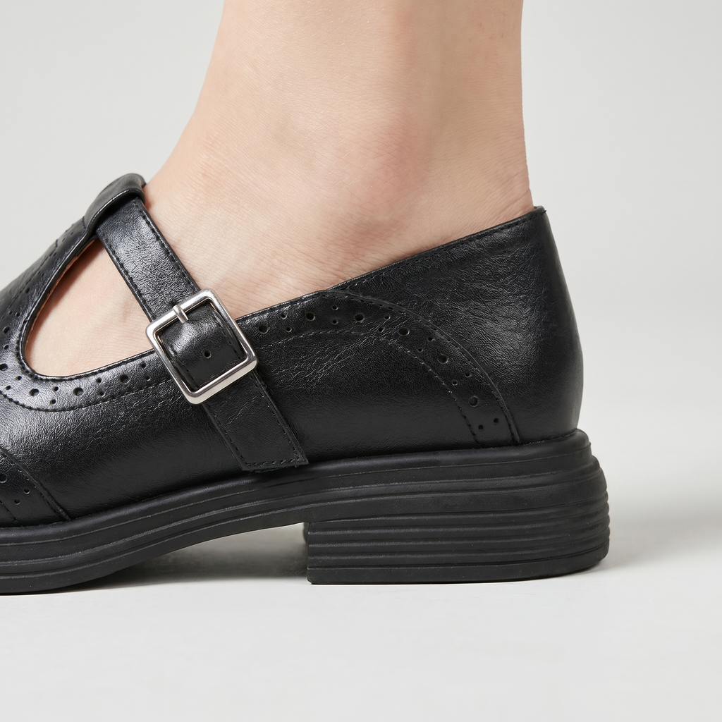 Women's Brogue Mary Jane Shoes with Chunky Sole