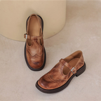 Women's Brogue Mary Jane Shoes with Chunky Sole