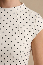 Women's Polka Dot A-Line Maxi Dress with Cap Sleeves