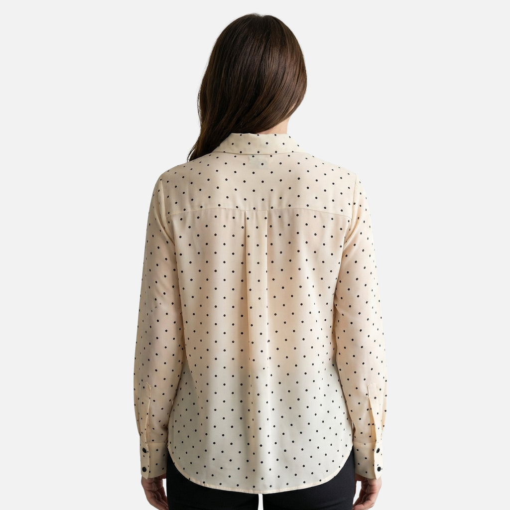 Women's Polka Dot Blouse with Bow Tie Neckline