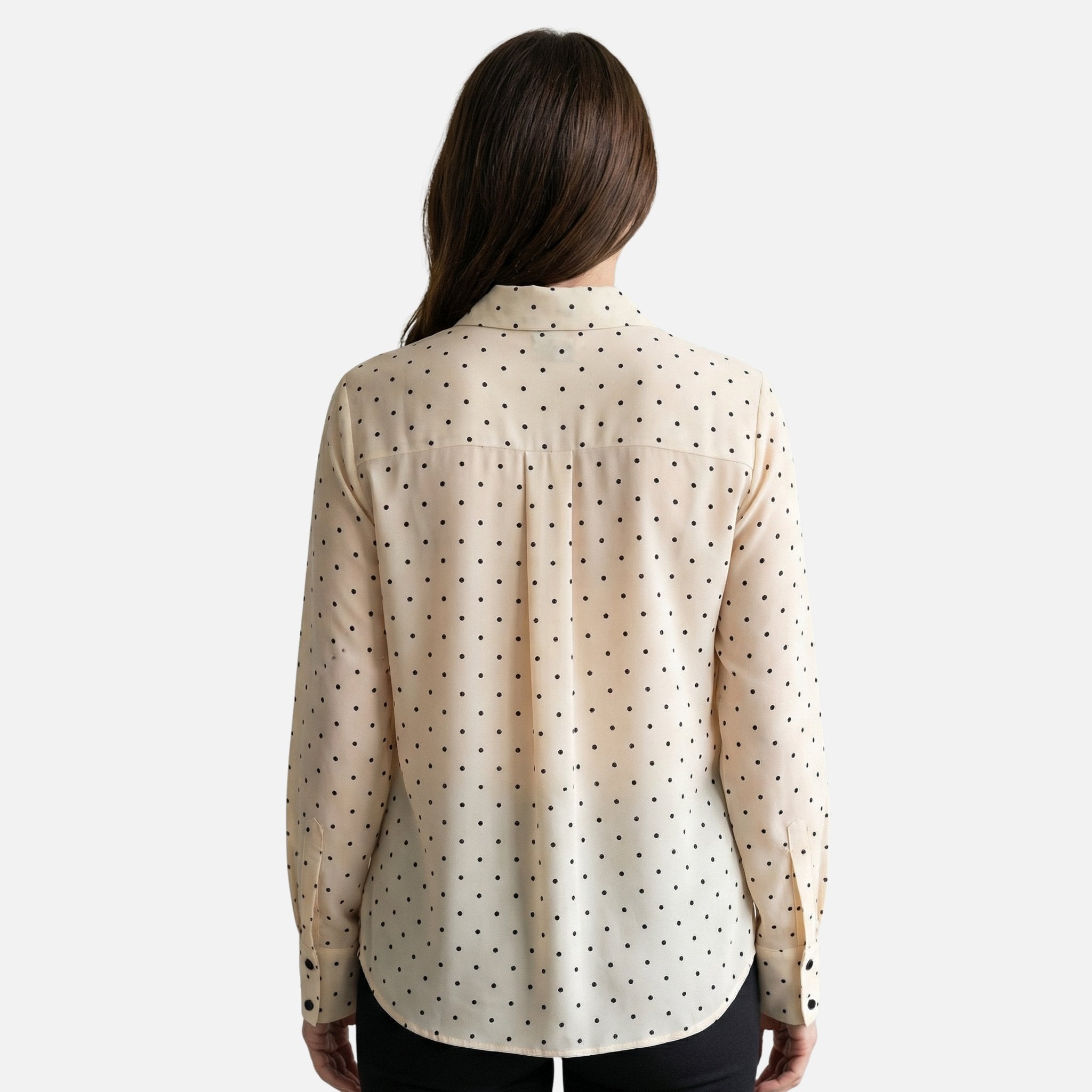 Women's Polka Dot Blouse with Bow Tie Neckline