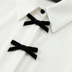 Women's Polka Dot Blouse with Bow Tie Neckline