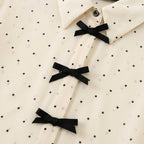 Women's Polka Dot Blouse with Bow Tie Neckline
