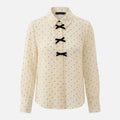 Women's Polka Dot Blouse with Bow Tie Neckline