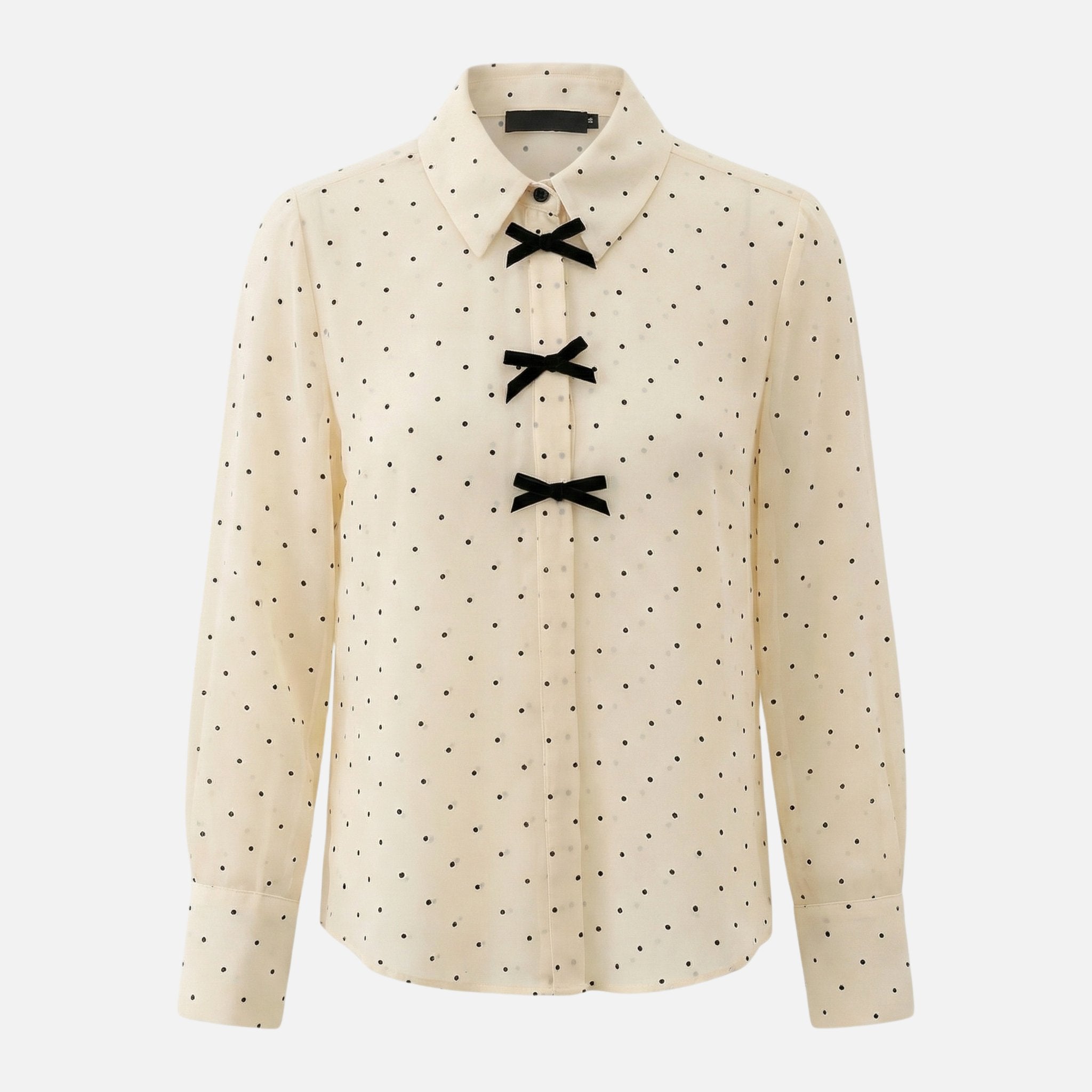 Women's Polka Dot Blouse with Bow Tie Neckline