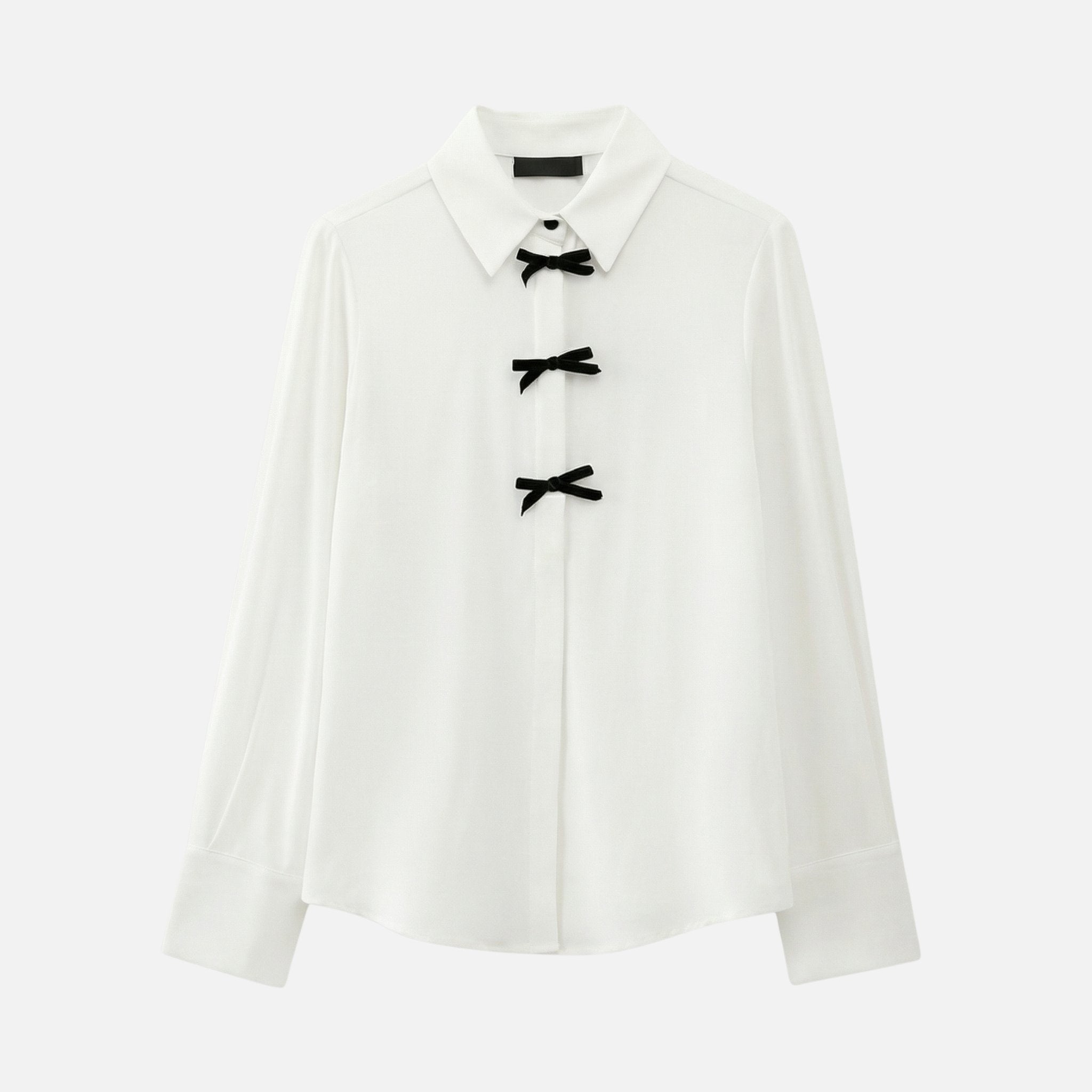 Women's Polka Dot Blouse with Bow Tie Neckline