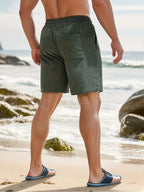 Men's Quick-Dry Swim Shorts with Elastic Drawstring Waist