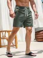 Men's Quick-Dry Swim Shorts with Elastic Drawstring Waist