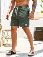 Men's Quick-Dry Swim Shorts with Elastic Drawstring Waist