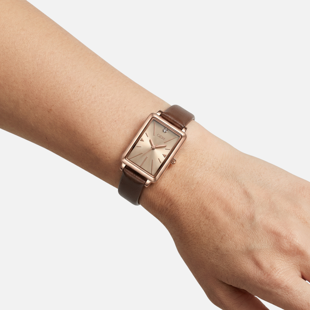Unisex Rectangular Analog Watch with Adjustable Textured Strap
