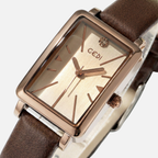 Unisex Rectangular Analog Watch with Adjustable Textured Strap