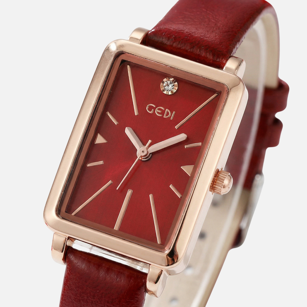 Unisex Rectangular Analog Watch with Adjustable Textured Strap