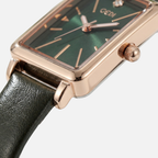 Unisex Rectangular Analog Watch with Adjustable Textured Strap