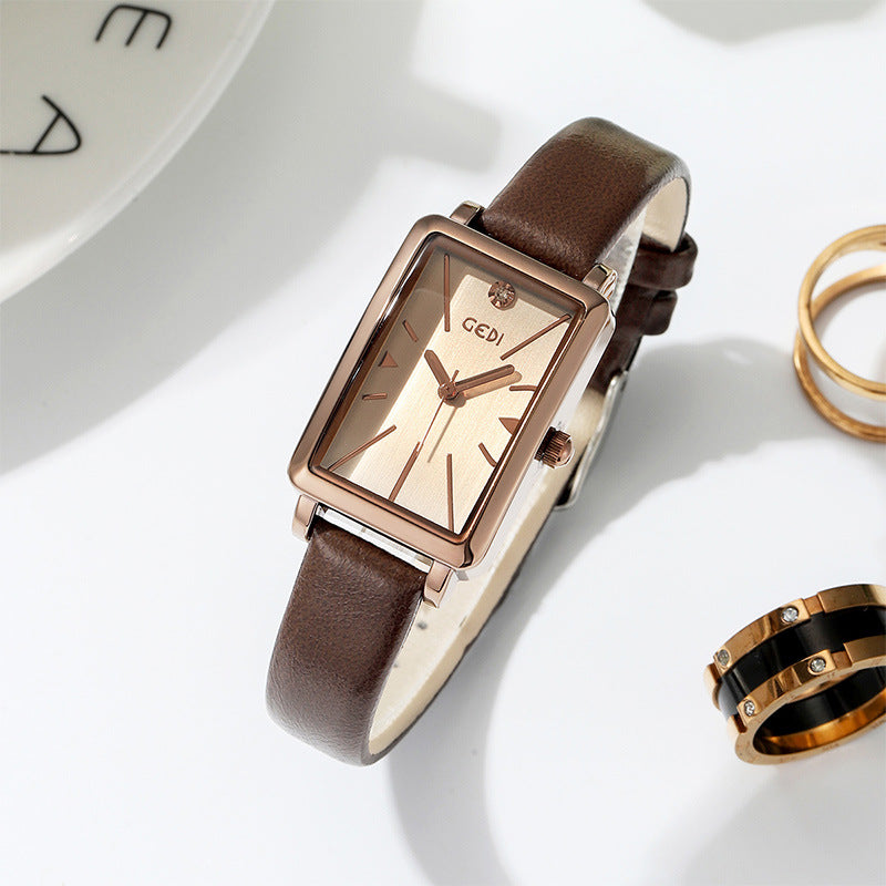 Unisex Rectangular Analog Watch with Adjustable Textured Strap