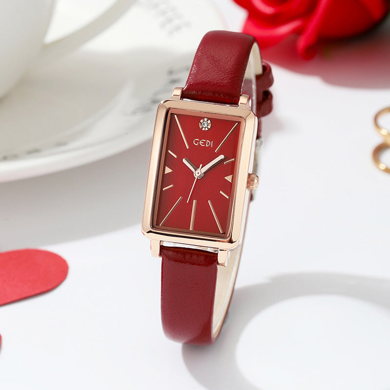 Unisex Rectangular Analog Watch with Adjustable Textured Strap