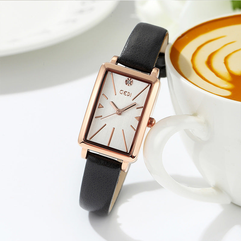 Unisex Rectangular Analog Watch with Adjustable Textured Strap